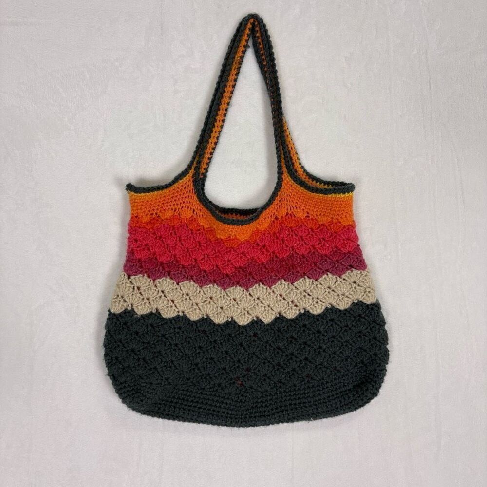 Colorful Sweater Knit Open Lined Tote Bag Purse